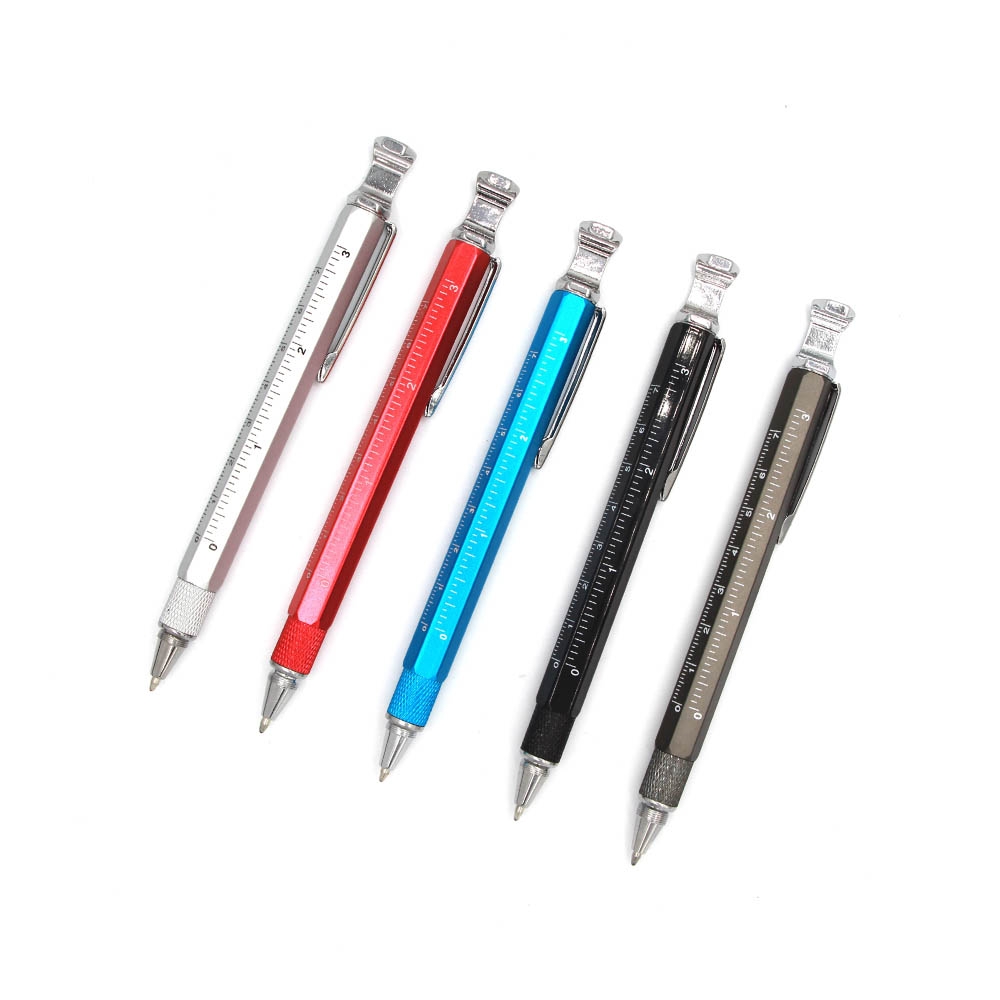 6 in 1 stylus metal ball pen with custom logo multi smart tool pen